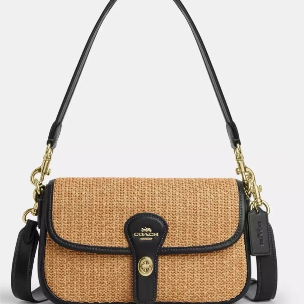COACH Hadley Shoulder Bag CAL91 Toast/Black 2way
Crossbody Straw Leather
